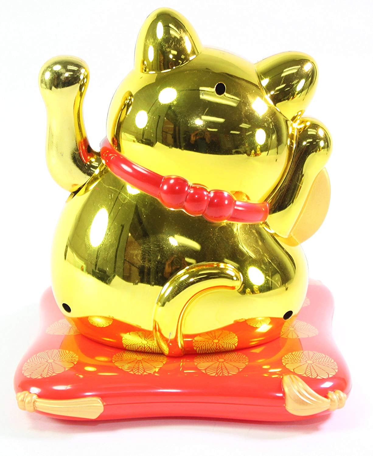 Large Gold Happy Beckoning Fortune Happy Cat Maneki Neko Solar Toy Home Decor Business Part Gift New