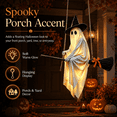 thumbnail image 7 of Halloween Broom Swing Ghost,4.3FT White Cloth Ghost Hanging Ornament with Witch Hat Broom for Decor Porch Yard Tree, 7 of 7