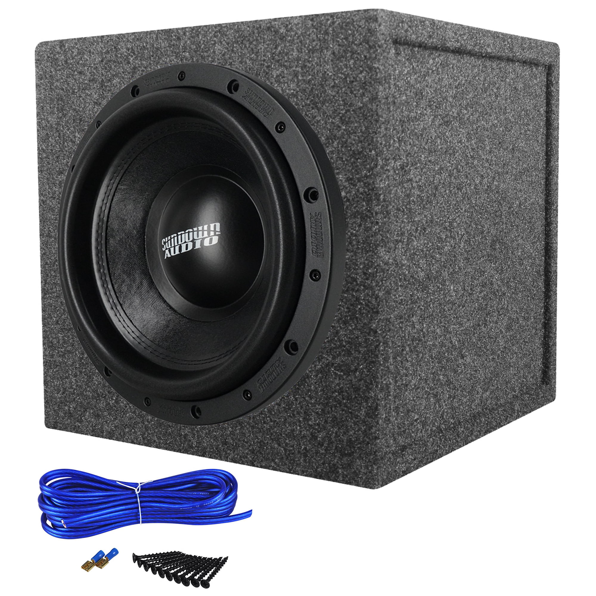 Sundown Audio U-12 V.2 D4 Bundle: 12-inch 2000W RMS DVC 4-Ohm Car Subwoofer, Rockville RS12 Sealed Enclosure, Install Kit, 3-items