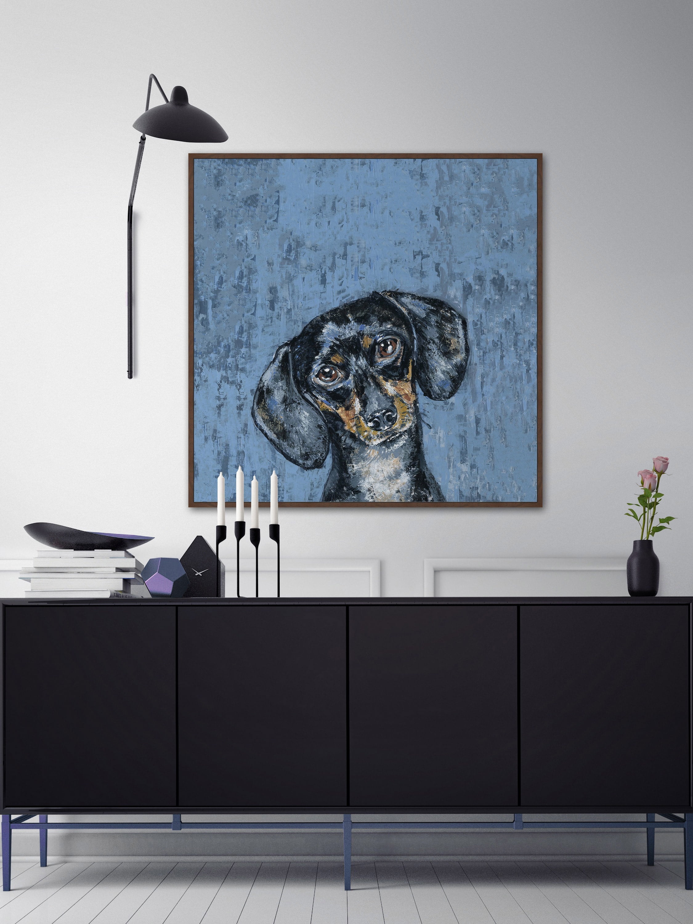 Marmont Hill "Melancholy Dog" Floater Framed Painting Print on Canvas