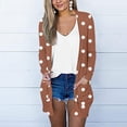 thumbnail image 2 of IROINNID Cardigan for Women Open Front Deals Lightweight Outerwear Long Sleeve Dot Printed Cardigan Casual Coat with Pocket,Brown, 2 of 5