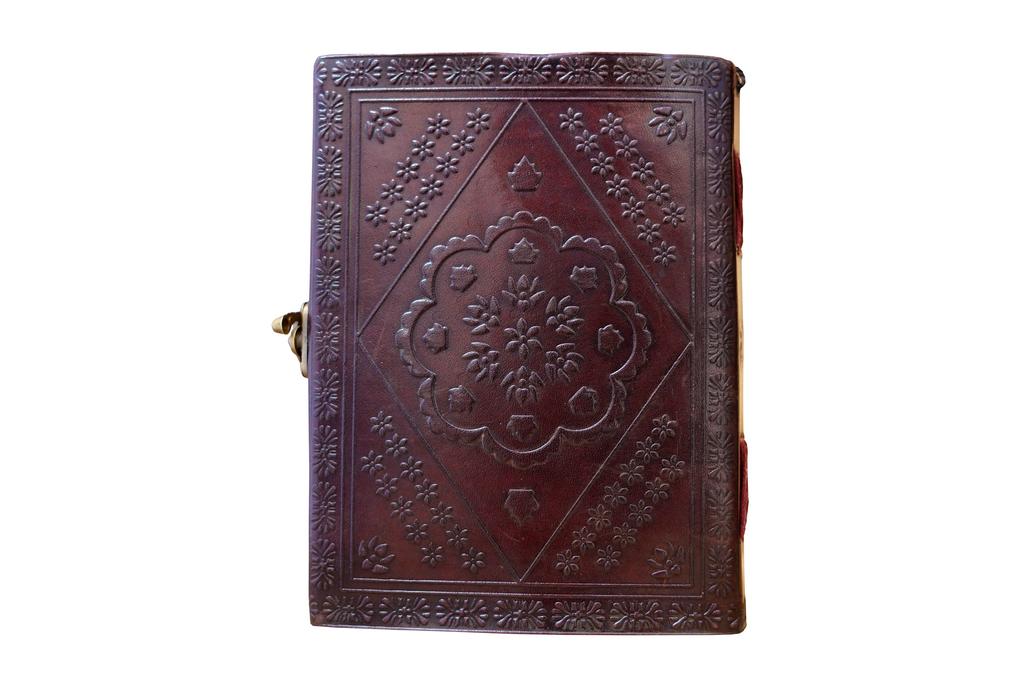 Leather Journal Vintage Heart Embossed Leather Notebook Personal Diary (Handmade Paper)