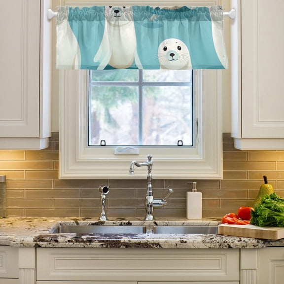 Seals Curtain Valances Farmhouse Design Window Treatment Decor Blackout Rod Pocket for Windows Living Room Kitchen 54" x 18"