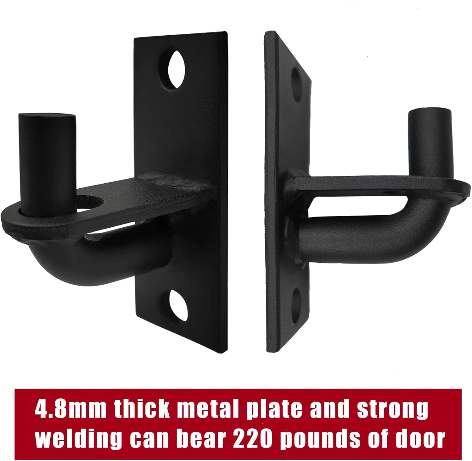 LAJIAOZ 2 Pack Wall Mount Gate Hinges with Screws, Heavy Duty Farm Gate Hinges, Chain Link Fence Gate Hinges Fence Post Chain Link Gate Hinge with 5/8 Hinge Pin Black