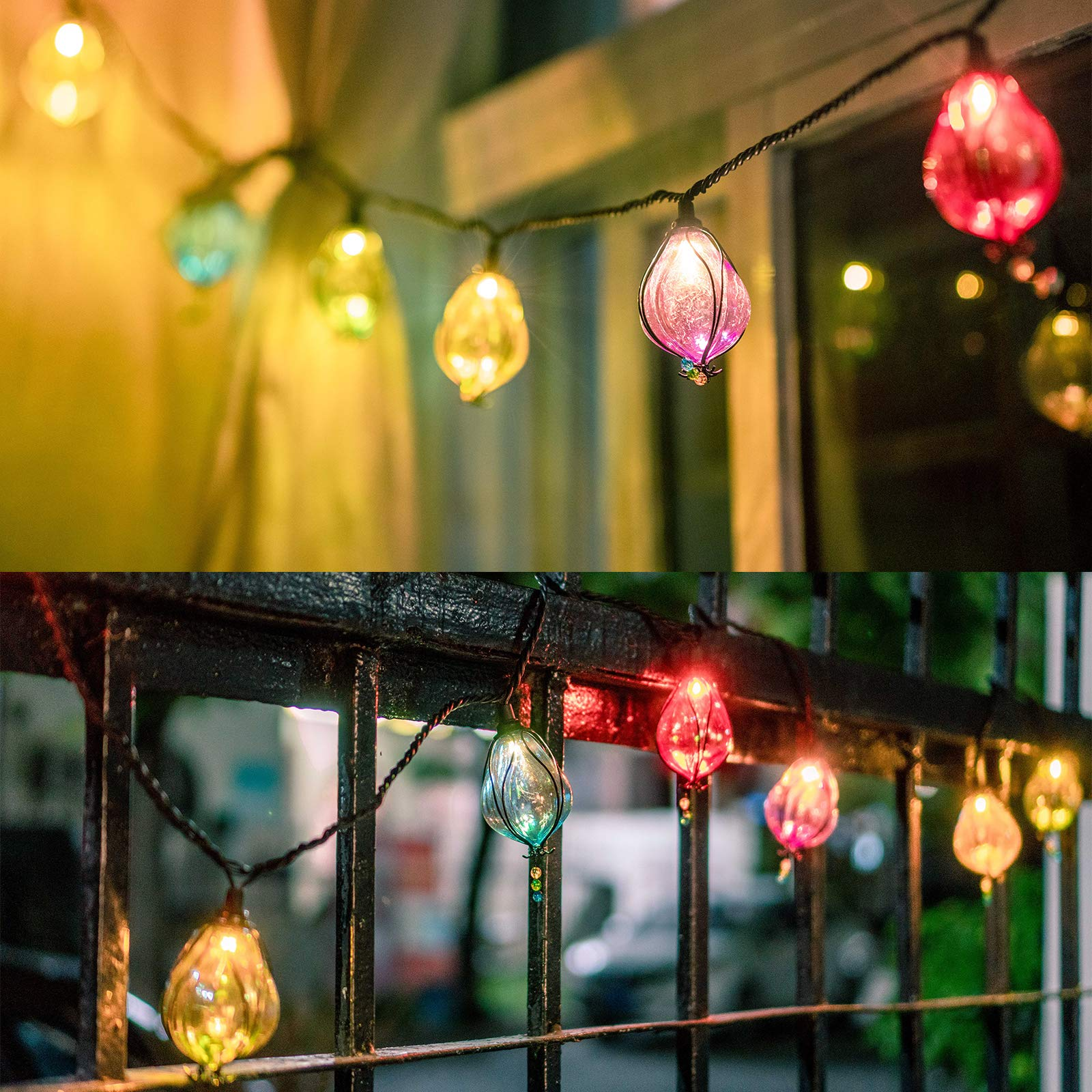Multicolor Fairy String Lights with 10 Bulbs Connectable Waterproof Decorative Indoor String Lights for Christmas Party Birthday Wedding Festival Bedroom Outdoor Patio