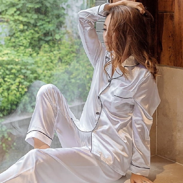 Pijama de manga larga de primavera y otoño, cárdigan de mujer, seda artificial, niña gordita, verano, seda de hielo, ropa de casa suelta