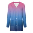thumbnail image 4 of idosla Long Cardigans for Women Open Front Lightweight Tie Dye Trendy Cardigans Long Sleeve Button Up Cardigan with Pocket (Blue, M), 4 of 8