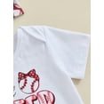 thumbnail image 4 of Baby Girl Baseball Outfits Funny Letter Short Sleeve Romper +Baseball Bubble Shorts +Headband Set 3Pcs Summer Outfits, 4 of 7