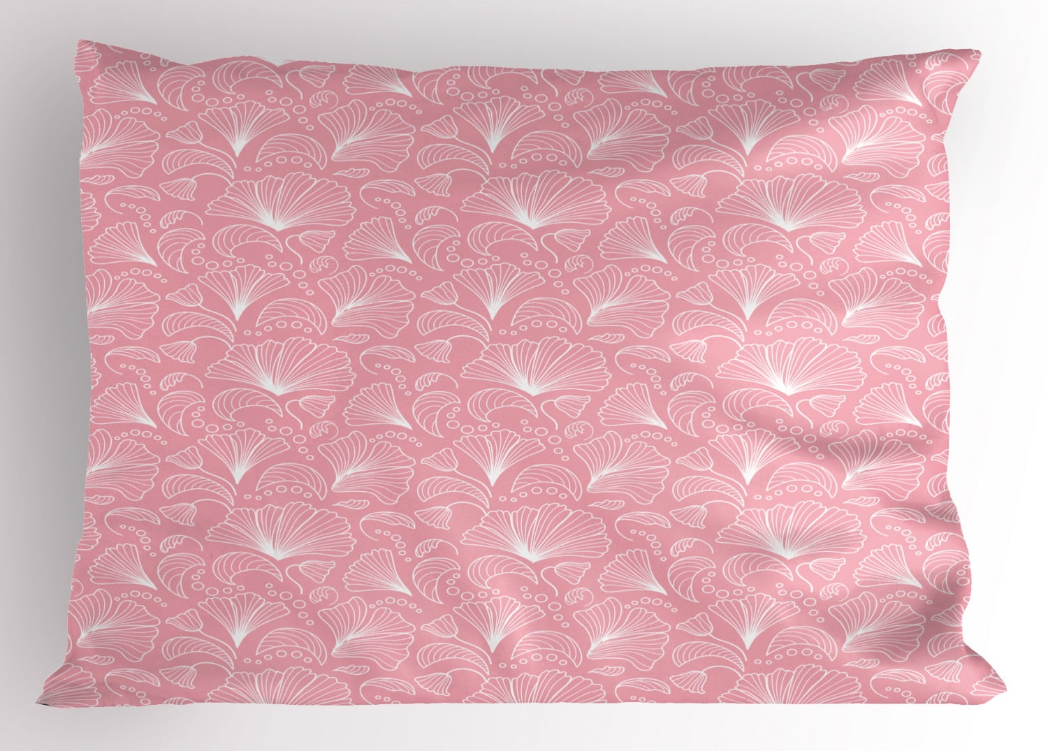 Light Pink Pillow Sham Ornamental Floral Pattern with Swirled Lines