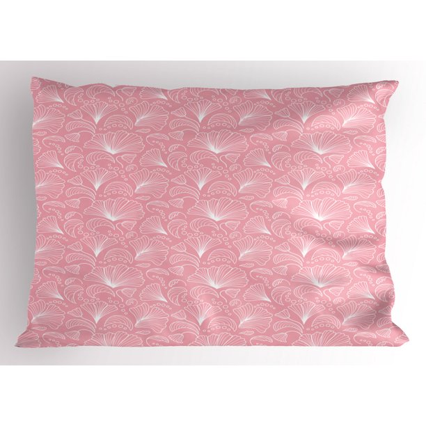 Light Pink Pillow Sham Ornamental Floral Pattern with Swirled Lines Flourishing Petals Feminine