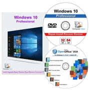 Computer Werx Windows 10 Professional Repair Install DVD with Key & Office 2024, 2 PK