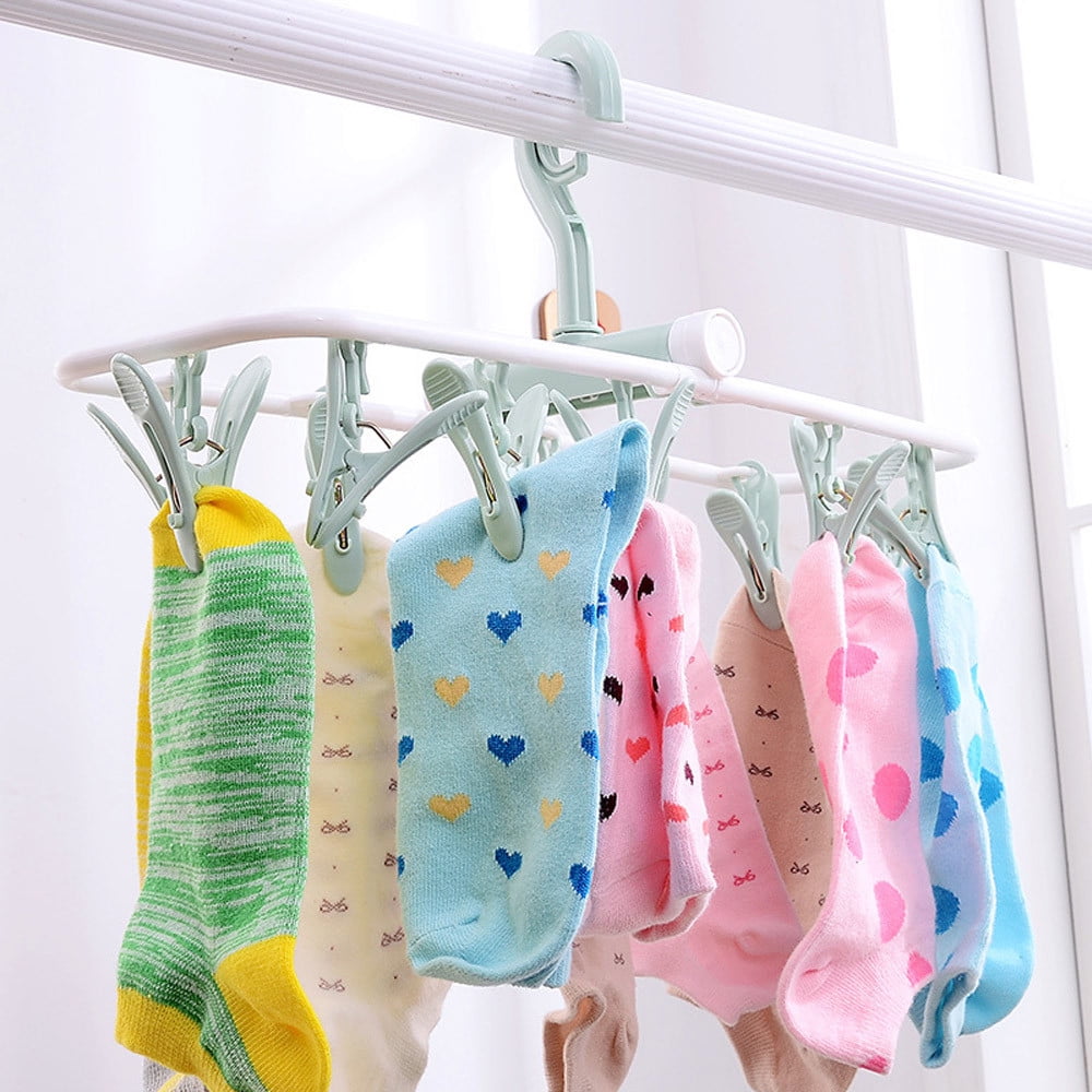 Clothes Hanger Windproof Clothes Rack for Underwear Socks Tie Holder Travel Home School Portable Plastic ZHONGLI 36 Clips Folding Drying Racks