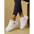thumbnail image 3 of Women's Sports White Sneakers, Comfortable, Breathable & Shiny Silver, 3 of 5