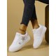 thumbnail image 3 of Women's Sports White Sneakers, Comfortable, Breathable & Shiny Silver, 3 of 5
