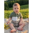 thumbnail image 3 of Cenuakty Baby Boy Summer Romper Fashionable Contrast Color Striped Short Sleeve Turn Down Collar Jumpsuit, 3 of 9