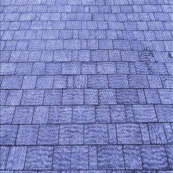 Ahgly Company Machine Washable Indoor Square Transitional Denim Blue Area Rugs, 8' Square