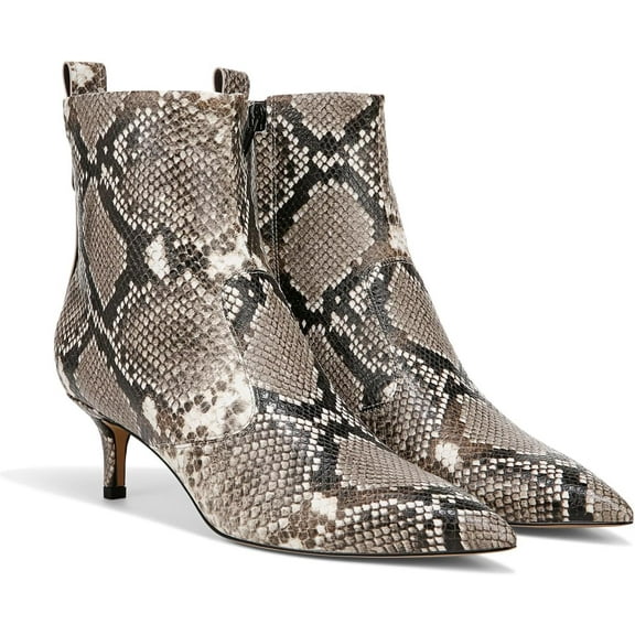 Franco Sarto Women's Kura Kitten Heel Ankle Boot Roccia Grey Snake 7M