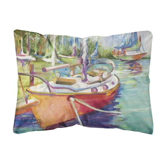 Carolines Treasures JMK1028PW1216 Red Sailboat Canvas Fabric Decorative Pillow  12H x16W multicolor