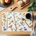 thumbnail image 2 of Watercolor Bird Placemats Set of 12 Modern Spring Branch Colorful Leaf Place Mats Indoor Wipeable Table Mats Washable Cloth Dining Table Placemats for Kitchen Holiday Party Home Decor 13x19 Inch, 2 of 9