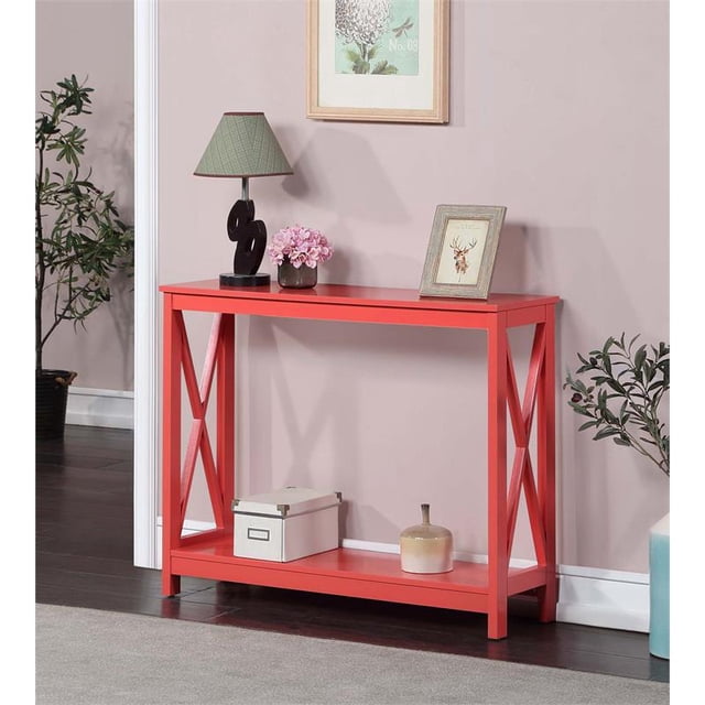 Convenience Concepts Table Console Oxford avec Étagère en Finition Bois Rose Corail