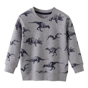 Emitonse Toddler Boys Long Sleeve Crewneck T Shirt Kids Toddler Baby Girls Boys Fall Winter Warm Print Long Sleeve Tops Clothes Grey,Size 12-18 Months