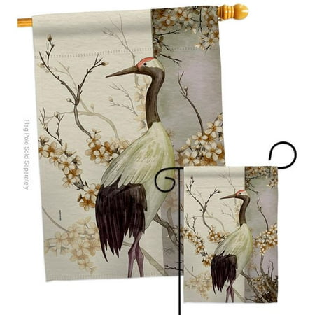 Breeze Decor S120264-BO Red Crowned Crane Animals Bird 28 x 40 in. Double-Sided Decorative Vertical House Flags Set for Decoration Banner Garden Yard Gift