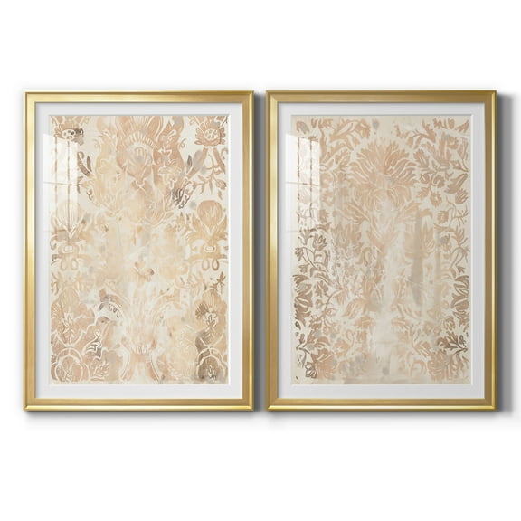 Wexford Home Walnut Damask III Premium Framed Print, 30.5" x 42.5" - Ready to Hang, Gold (Set of 2)