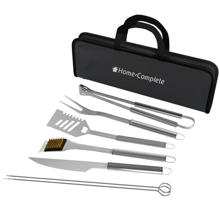 BBQ Grill Tool Set- Stainless Steel Barbecue Grilling Accessories with 7 Utensils and Carrying Case, Includes Spatula, Tongs, Knife By (Best Grilling Utensil Sets)