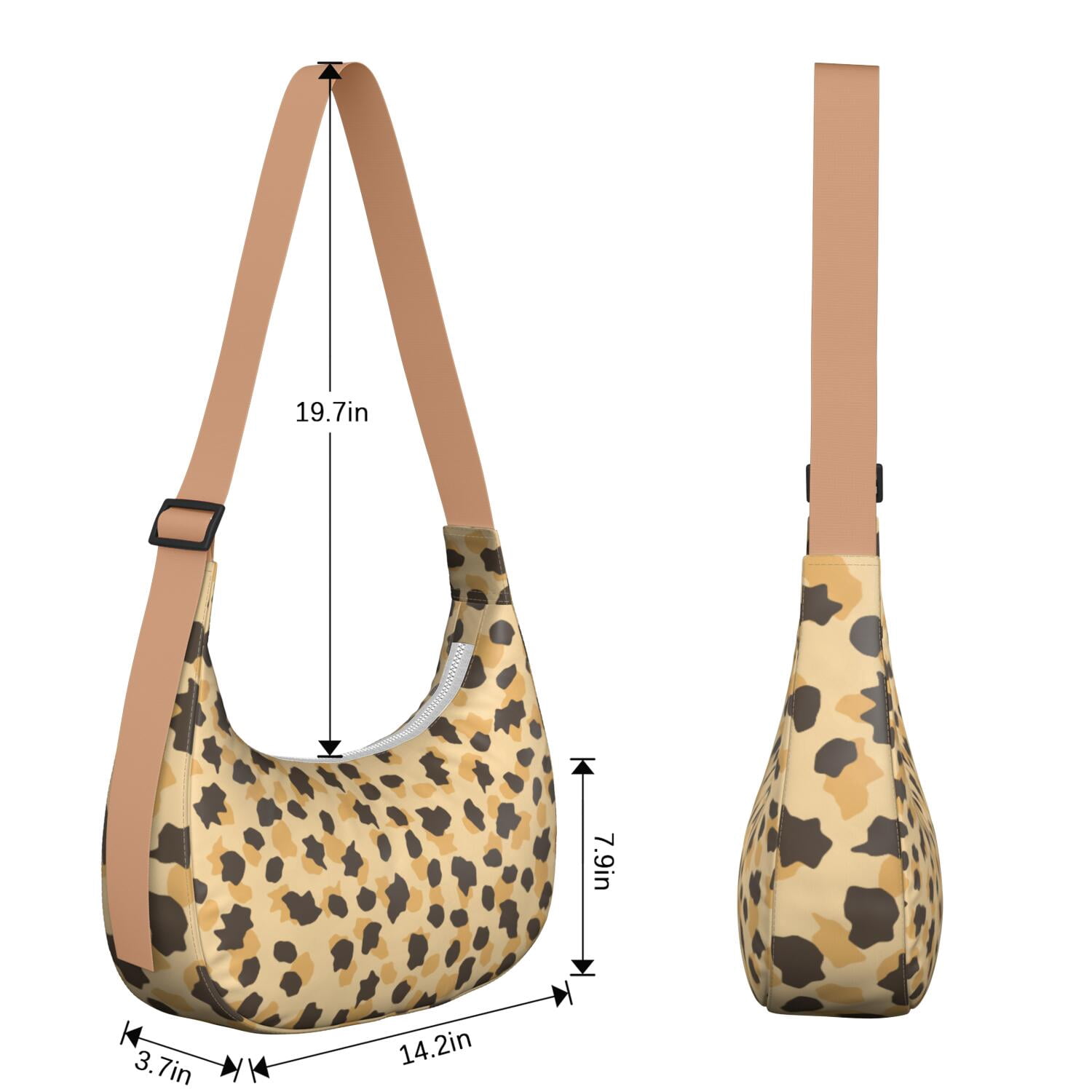 Classic Vintage Leopard Pattern Crossbody Tote for Women, Tropical Cheetah Print Shoulder Bag, Lightweight Water-Resistant Hobo Purse with Abstract Romantic Texture