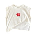 thumbnail image 1 of Gibobby Blusas De Moda Camiseta sin mangas con flor pequeña para niños y niñas pequeñas, camiseta sin mangas （Blanco， 5-7 Años), 1 of 5