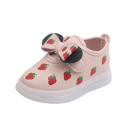 

Aoochasliy Winter Toddler Shoes Christmas Clearance Spring Autumn Children LED Light Up Girls Bow Strawberry Baby Casual Luminous Shoes