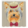 thumbnail image 3 of Ambesonne Yorkie Shower Curtain, Hipster Gentleman Dog, 69"Wx75"L, Apricot Multicolor, 3 of 3