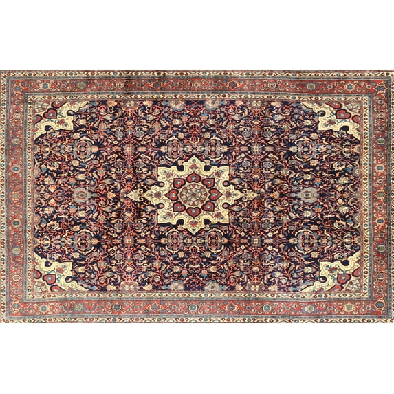 Ahgly Company Indoor Rectangle Traditional Camel Brown Medallion Area Rugs, 7' x 9'