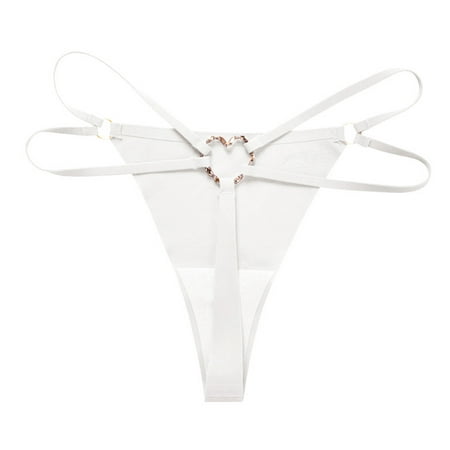 

Clearance! Women Seamless Thong OTEMRCLOC Women Seamless Thong Metal Ring Sexy Pure Cotton Crotch Breathable Panties White M