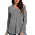 thumbnail image 3 of Annhoo Long Sleeve Shirts for Women Casual Loose V Neck Tops Fall Basic Blouse Tees to Wear with Leggings, 3 of 7