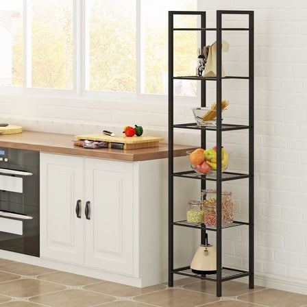 6 Tier Storage Rack Metal Heavy Duty Garage Shelving, Storage Organizer, Multipurpose Shelf for Home, Basement, Utility Room, 11.8"D x 15"W x 61.4"H, Black