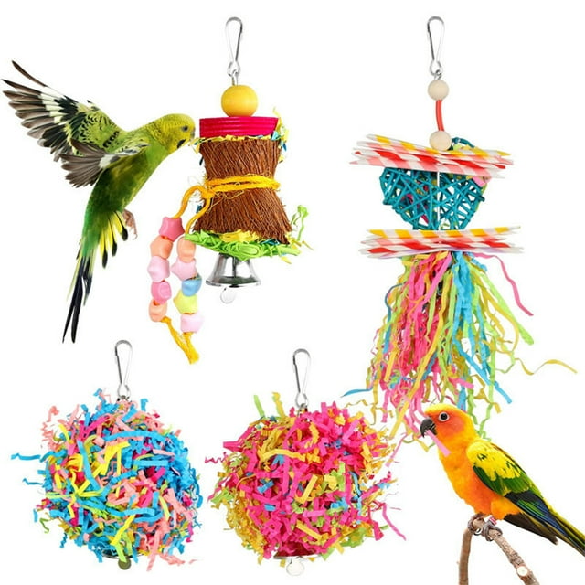 Youkk Wood Easy To Install Bird Parrot Shredding Toys Set Safe And Reliable Option For All Birds Widely multicolored 1Set