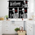 thumbnail image 3 of Abstract Skull Skeletons Rose Curtain Tier and Valance Set 3 Piece, Human Bone Black White 3-inch Rod Pocket Window Tier Curtains Valance for Kitchen Living Room, 3 of 9