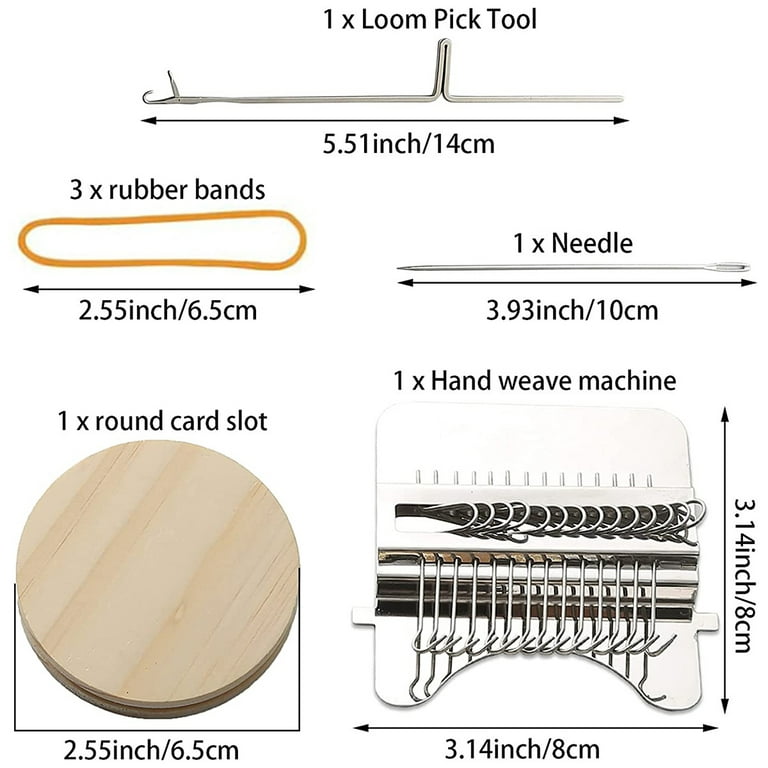Eummy Small Weaving Loom Kit with 14 Hooks Portable Mini Darning