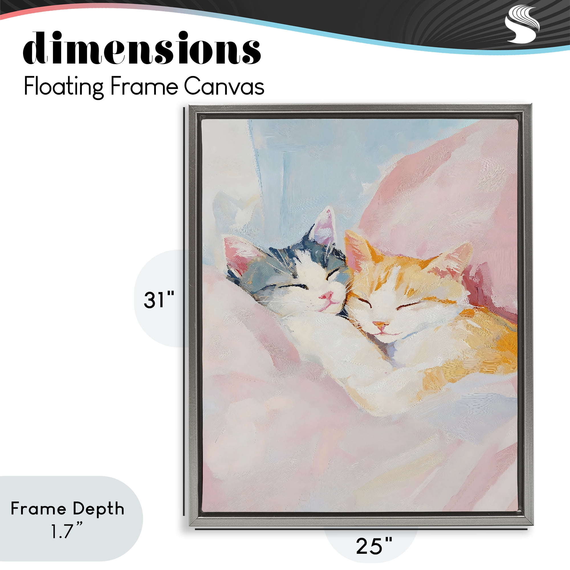 Stupell Industries Sleeping Kittens Embrace Gray Framed Floater Canvas Wall Art, design by The Prints Vibe