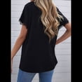 thumbnail image 4 of Blusas de Verano con Ribete de Encaje para Mujer, Cuello en V, Corta, Blusas, Camisetas Básicas Informales, Color Negro, Talla L, 4 of 6