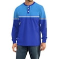 thumbnail image 4 of Hearthz Men's Long Sleeve Henley Shirts Fall 3-Button Color Block Funny Shirts for Men Crew Neck Baseball Jersey, 4 of 7