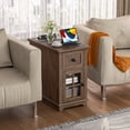 thumbnail image 3 of FAGAGA Nightstands with Drawer for Bedroom, Wood End Table with Charging Station for Living Room, Retro Bedside Table with Storage Holder | Walnut, 3 of 8