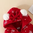 thumbnail image 5 of XDZJLR Baby Flannel Christmas Pajamas Boys Girls Toddler Kids Cute Solid Long Sleeves Xmas Cartoon Ear Hooded Romper Jumpsuit Outfits Sleepwear Red 3-6 Months, 5 of 7