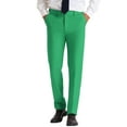 thumbnail image 1 of INSPIRE CHIC Solid Dress Pants for Men's Business Button Closure Flat Front Formal Trousers Green 32, 1 of 5