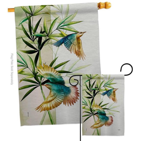 Breeze Decor S120265-P3 Asian Blossom Birds Animals Bird 28 x 40 in. Double-Sided Decorative Vertical House Flags Set for Decoration Banner Garden Yard Gift