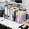 thumbnail image 4 of 4-compartment Desktop Book Holder Organizer, Sturdy Metal Book Stand, Desk Storage Rack for Books Notebooks Magazines, Neat Office Supply Organizer, 10.2*4.7*4.13in, Purple, 4 of 6