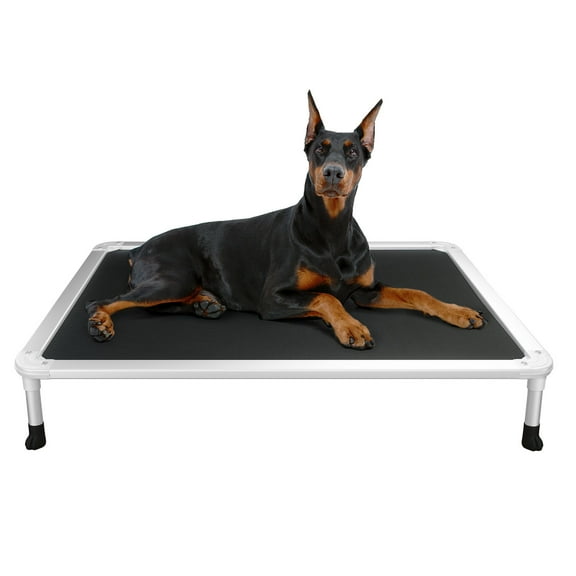 Veehoo Chew Proof Dog Bed, Rustless Aluminum Frame and Textilene Mesh Fabric, Black, Large