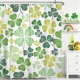 thumbnail image 5 of St Patrick Day Shower Curtain,Green and Yellow Clover Shamrock Waterproof Fabric Bathroom Curtain with Hooks,72x72 in, 5 of 5