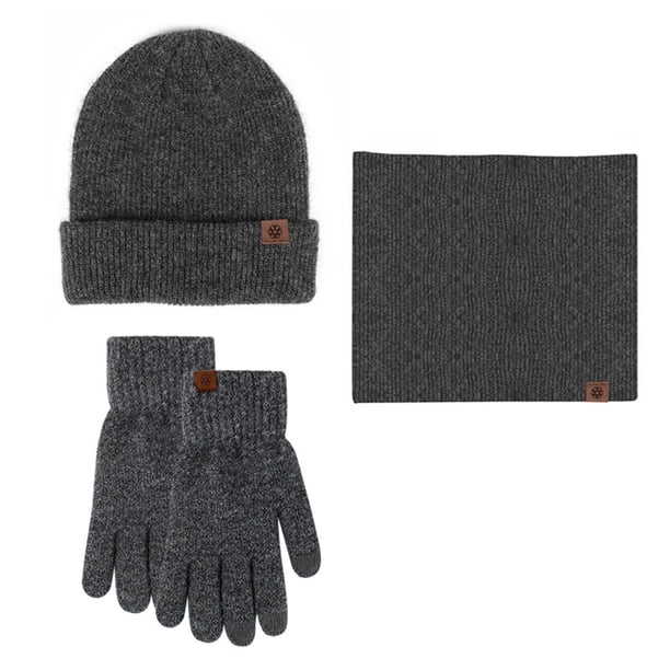 Gorro de invierno, bufanda, guantes con pantalla táctil, conjunto para hombres y mujeres